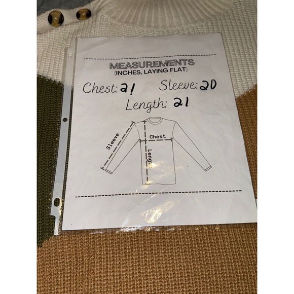 FCT With Love Colorblock Mock Neck Button Shoulder Sweater L Casual Chic Preppy - Picture 6 of 7